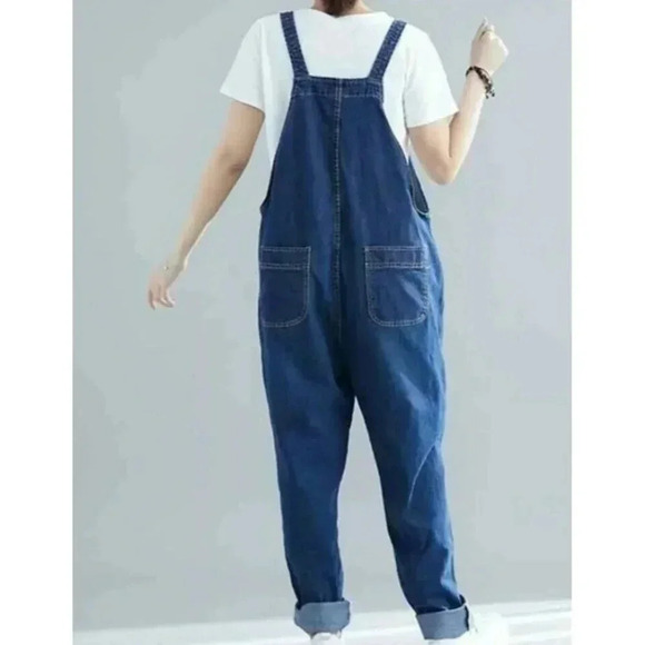 Soojun Vintage 90s Streetwear Large Stretch Denim Jean Overalls Blue Size M - Picture 3 of 12